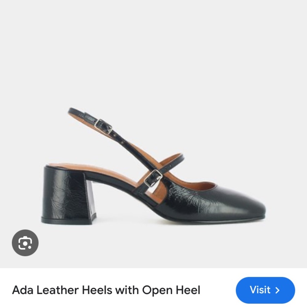 Jonak Paris leather square toe slingback open back Mary Jane babies block heels - Picture 7 of 13
